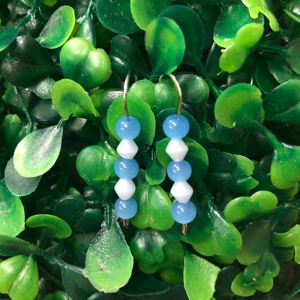 handmade artisan blue chalcedony dangle ea…